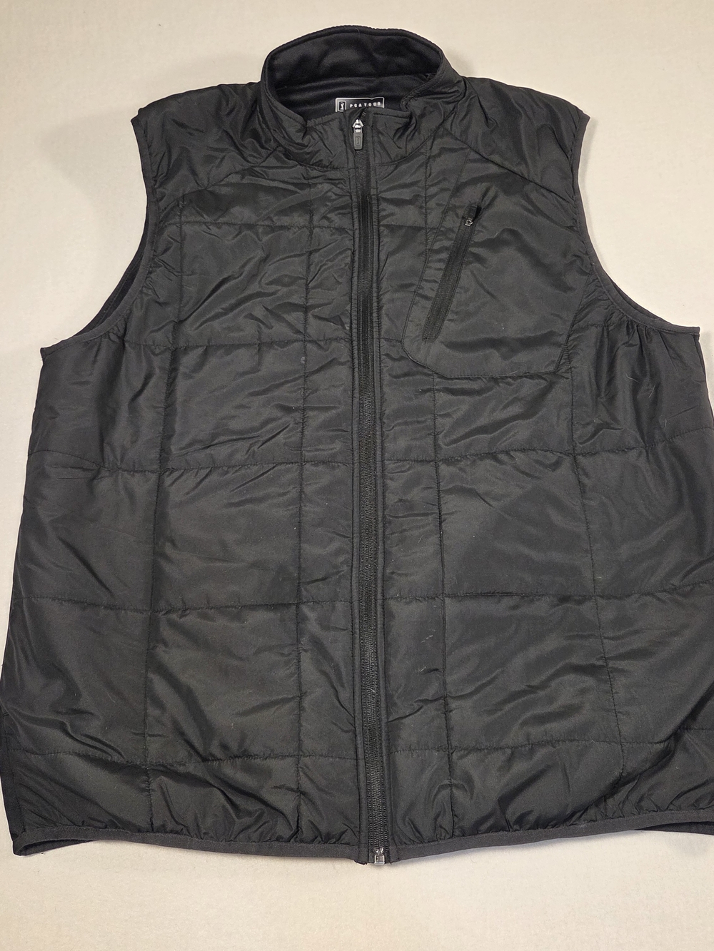 Men's Quilted Black Sleeveless Vest with Zip Chest Pocket